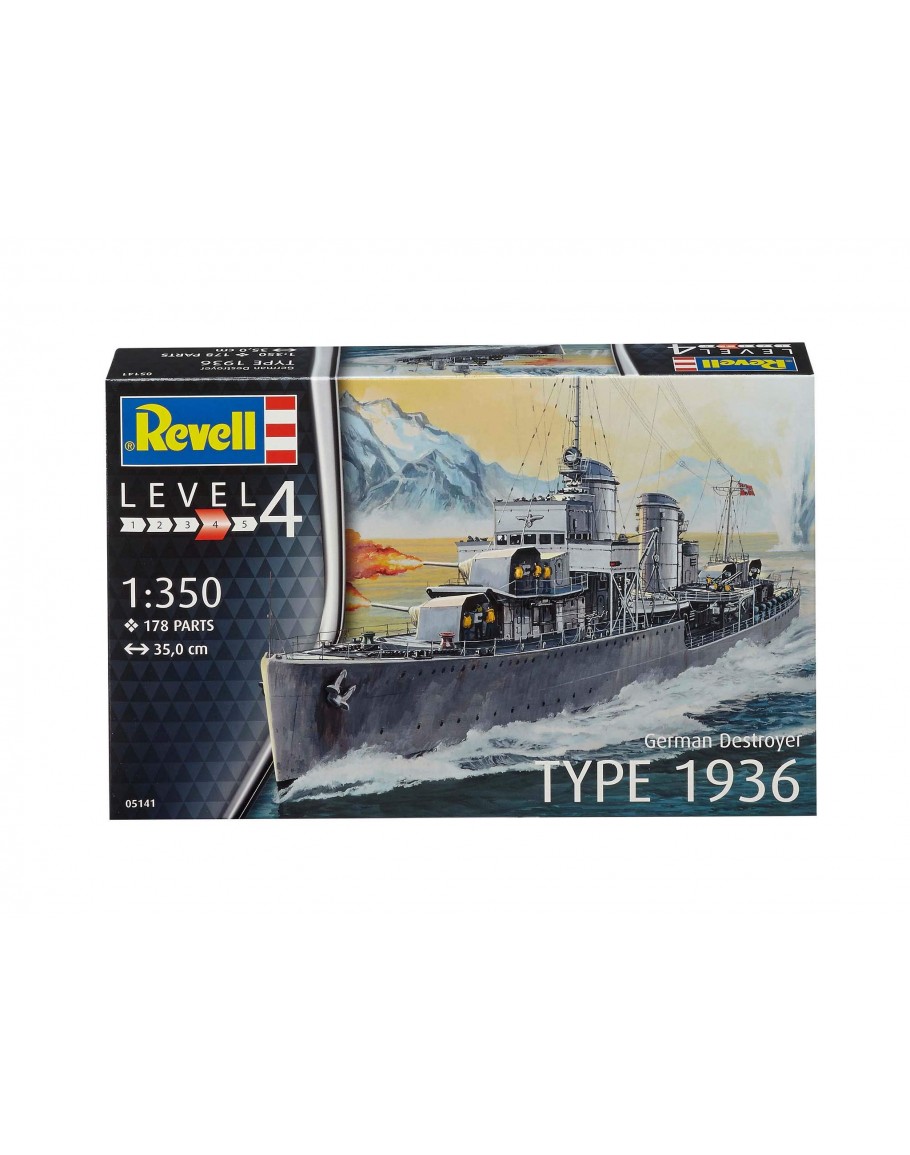 Revell 1 350 Scale Plastic Model Ship Kit - 05141 - German Destroyer 