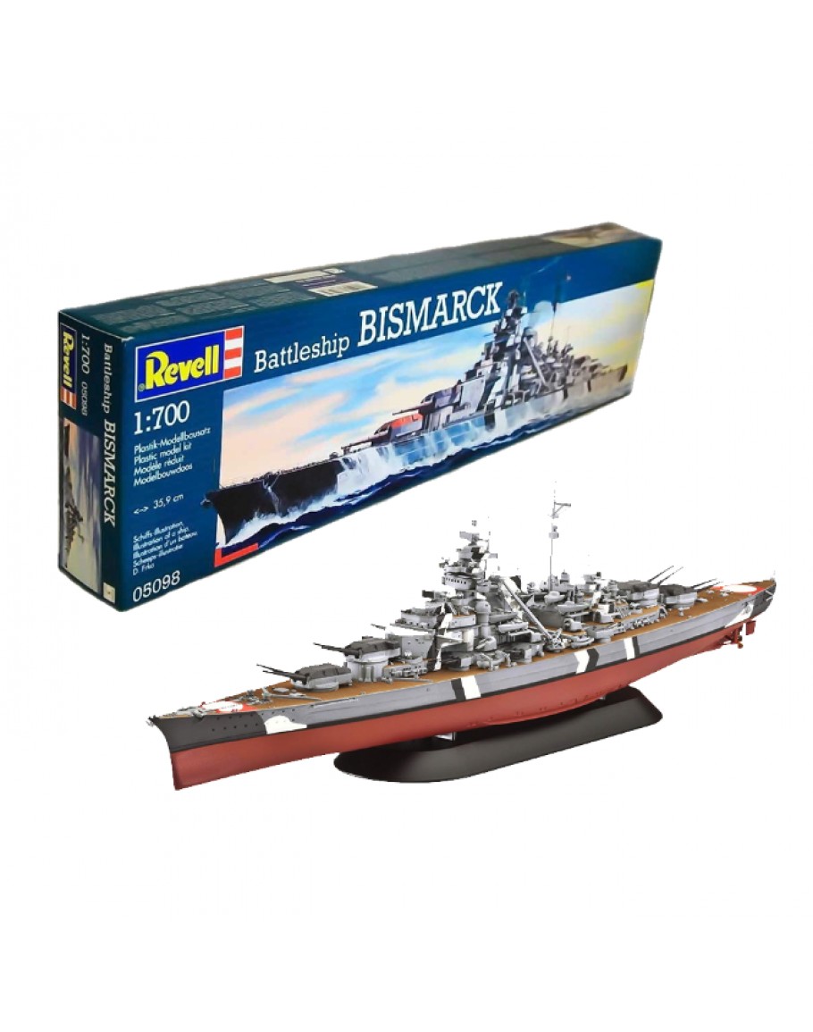 REVELL 1/700 SCALE PLASTIC MODEL SHIP KIT - 05098 - BATTLESHIP BISMARCK ...