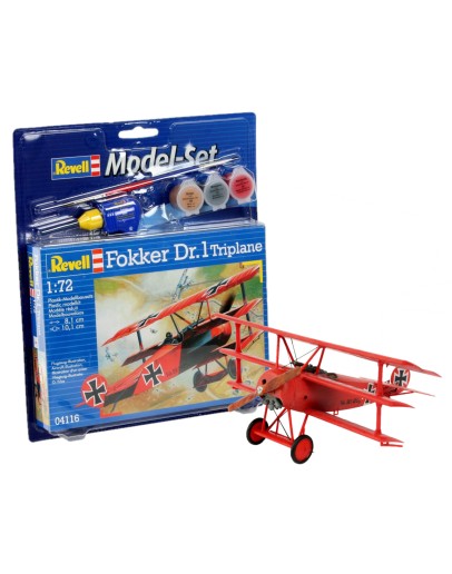 REVELL 1/72 SCALE 64116 MODEL SET FOKKER DR1 TRI PLANE RED BARON RE64116