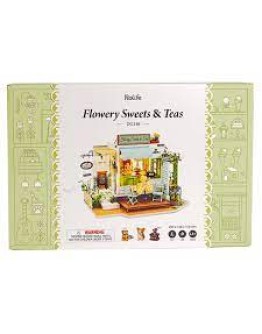 ROBOTIME DIY MINI WOODEN HOUSE KIT - DG146 - FLOWERY SWEETS & TEAS