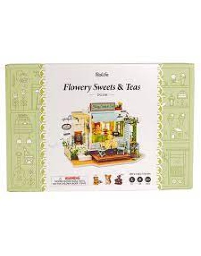 ROBOTIME DIY MINI WOODEN HOUSE KIT - DG146 - FLOWERY SWEETS & TEAS