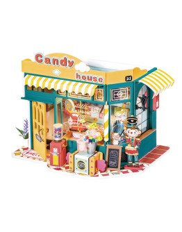 ROBOTIME DIY MINI WOODEN HOUSE KIT - DG158 - RAINBOW CANDY HOUSE