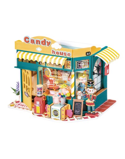 ROBOTIME DIY MINI WOODEN HOUSE KIT - DG158 - RAINBOW CANDY HOUSE