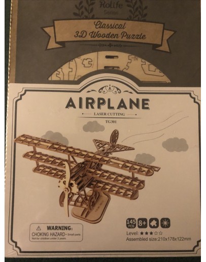 ROBOTIME CLASSIC 3D DIY WOODEN PUZZLE - TG301 - BI-PLANE