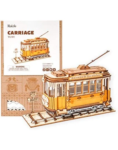 ROBOTIME CLASSIC 3D DIY WOODEN PUZZLE - TG505 - TRAMCAR