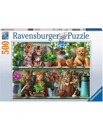 RAVENSBURGER 500PC JIGSAW PUZZLE - 148240 - Cats on the Shelf