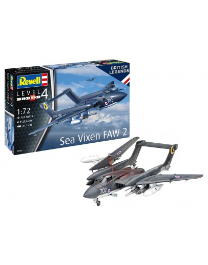 REVELL 1/72 SCALE PLASTIC MODEL AIRCRAFT KIT - 03866 - British Legends; Sea Vixen FAW 2