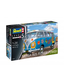 REVELL 1/24 SCALE PLASTIC MODEL CAR KIT - 07050 - Volks Wagen T1 Samba Bus "Flower Power"