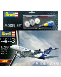 REVELL 1/1288 SCALE PLASTIC MODEL AIRCRAFT STARTER KIT WITH PAINTS, BRUSH & GLUE - 63808 - AIRBUS A380 - RE63808