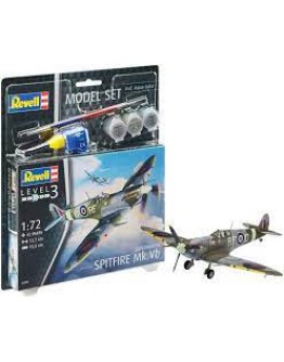 REVELL 1/72 SCALE PLASTIC MODEL AIRCRAFT STARTER KIT WITH PAINTS, BRUSH  & GLUE - 63953 - SPITFIRE MK 2A RE63953