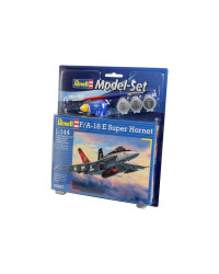 REVELL 1/144 SCALE PLASTIC MODEL AIRCRAFT STARTER KIT WITH PAINTS, BRUSH & GLUE - 63997 - F/A-18E SUPER HORNET