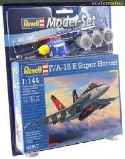 REVELL 1/144 SCALE PLASTIC MODEL AIRCRAFT STARTER KIT WITH PAINTS, BRUSH  & GLUE - 63997 - FA-18 E SUPER HORNET RE63997