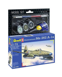 REVELL 1/72 SCALE PLASTIC MODEL AIRCRAFT STARTER KIT WITH PAINTS, BRUSH & GLUE - 04166 MESSERSCHMITT ME 262 A1A- RE64166