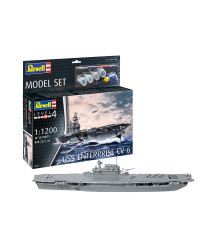 REVELL 1/1200 SCALE PLASTIC MODEL SHIP STARTER KIT WITH PAINTS, BRUSH & GLUE - 65824 - USS ENTERPRISE CV-6