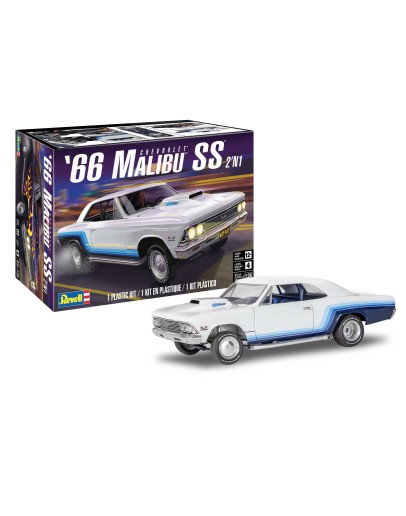 REVELL 1/25 SCALE PLASTIC MODEL CAR KIT - 14520 - 1966 Malibu SS 2N1