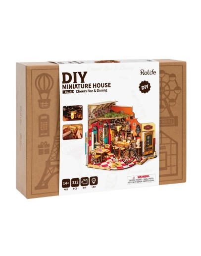 ROBOTIME DIY MINI WOODEN HOUSE KIT - DG173 - CHEERS BAR & DINING