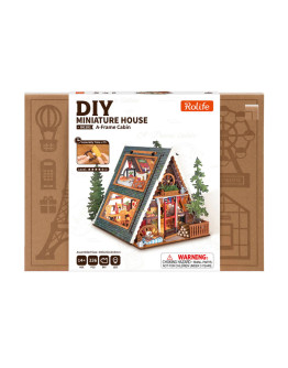 ROBOTIME DIY MINI WOODEN HOUSE KIT - DG181 - A-FRAME CABIN