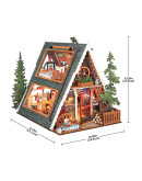 ROBOTIME DIY MINI WOODEN HOUSE KIT - DG181 - A-FRAME CABIN
