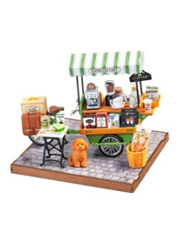 ROBOTIME DIY MINI WOODEN HOUSE KIT - DG182 - Aromatic Coffee Cart