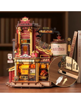 ROBOTIME DIY WOODEN KIT - ROBEAB01 - CHRISTMAS DREAM GIFT FACTORY MUSIC BOX