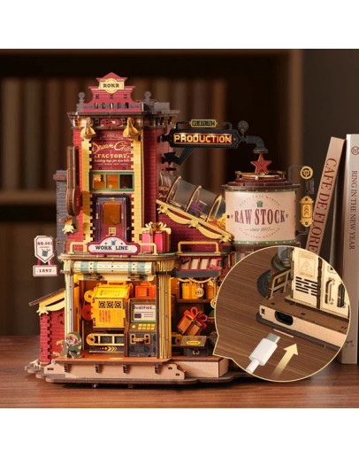 ROBOTIME DIY WOODEN KIT - ROBEAB01 - CHRISTMAS DREAM GIFT FACTORY MUSIC BOX