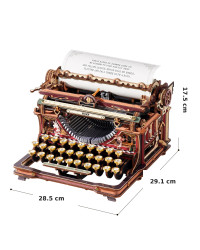 ROBOTIME DIY WOODEN KIT - MECHANICAL MODELS - LK703C - MECHANICAL TYPEWRITER MAGIC VERSION