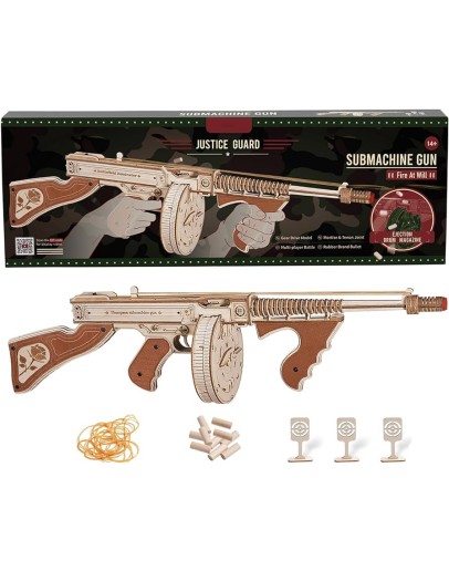 ROBOTIME ROKR JUSTICE GUARD DIY WOODEN KIT - LQB01 - SUBMACHINE GUN