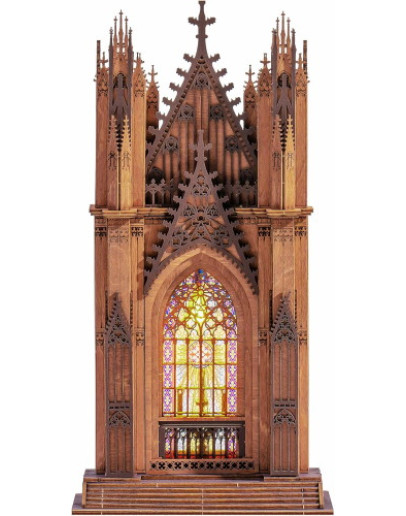 ROBOTIME DIY WOODEN KIT ROSE WINDOW CATHEDRAL - TGA01 - Twin-Tower Cathedral