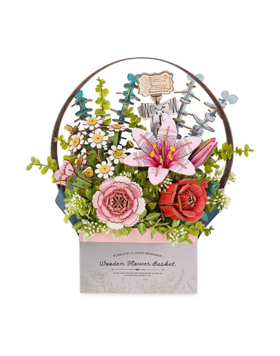 ROBOTIME ROWOOD DIY WOODEN BLOOM CRAFT KIT - TW03H - WOODEN FLOWER BASKET