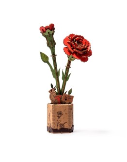 ROBOTIME ROWOOD DIY WOODEN BLOOM CRAFT KIT - TW052 - RED CARNATION