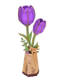 ROBOTIME ROWOOD DIY WOODEN BLOOM CRAFT KIT - TW083 - PURPLE TULIP