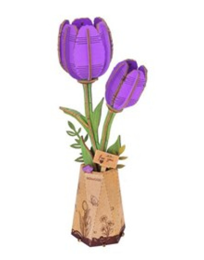 ROBOTIME ROWOOD DIY WOODEN BLOOM CRAFT KIT - TW083 - PURPLE TULIP