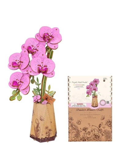 ROBOTIME ROWOOD DIY WOODEN BLOOM CRAFT KIT - TW091 - PURPLE MOTH ORCHID