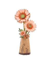 ROBOTIME ROWOOD DIY WOODEN BLOOM CRAFT KIT - TW111 - LIGHT ORANGE GERBERA DAISY