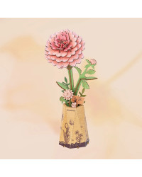 ROBOTIME ROWOOD DIY WOODEN BLOOM CRAFT KIT - TW131 - PINK DAHLIA