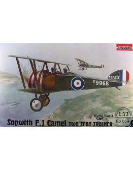 RODEN 1/72 SCALE MODEL KIT #054 - SOPWITH F1 CAMEL 2 SEATER TRAINER - WORLD WAR 1 BRITISH FIGHTER