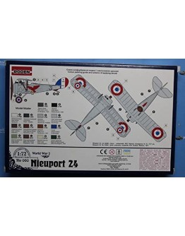 RODEN 1/72 SCALE MODEL KIT #060 - NIEUPORT 24 BIPLANE - WORLD WAR 1 FRENCH FIGHTER