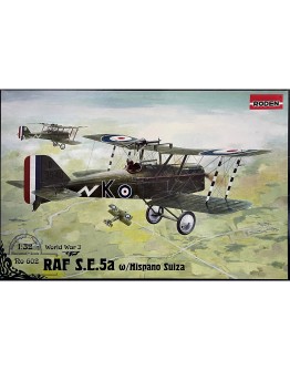 RODEN 1/32 SCALE MODEL KIT #602 - ROYAL AIRCRAFT FACTORY S.E.5A WITH HISPANO SUIZA ENGINE - WORLD WAR 1 BRITISH FIGHTER AIRCRAFT - ROD602