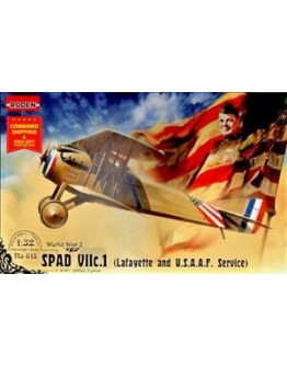 RODEN 1/32 SCALE MODEL KIT #615 - SPAD VII C.1 FIGHTER - WORLD WAR 1 LAFAYETTE AND USAAF FIGHTER AIRCRAFT