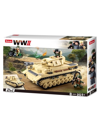 SLUBAN BRICK CONSTRUCTION MODEL - 0693 -WW2 TANK PANZER IV  SLUB0693