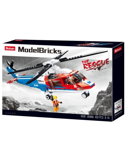 SLUBAN BRICK CONSTRUCTION MODEL - 0886 - SEA RESCUE HELICOPTER SLUB0886