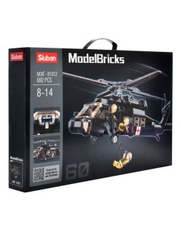 SLUBAN BRICK CONSTRUCTION MODEL - 1012 - BLACK HAWK HELECOPTER SLUB1012