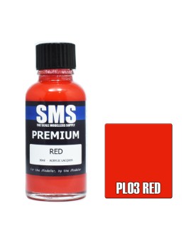 SCALE MODELLERS SUPPLY PREMIUM ACRYLIC LACQUER PAINT - PL003 - RED (30ML)