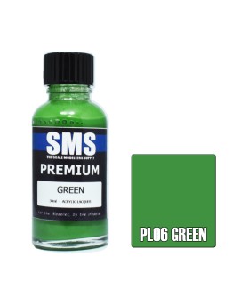 SCALE MODELLERS SUPPLY PREMIUM ACRYLIC LACQUER PAINT - PL006 - GREEN (30ML)