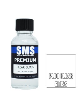 SCALE MODELLERS SUPPLY PREMIUM ACRYLIC LACQUER PAINT - PL009 - CLEAR GLOSS (30ML)