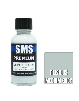 SCALE MODELLERS SUPPLY PREMIUM ACRYLIC LACQUER PAINT - PL120 - US MEDIUM GREY (30ML)