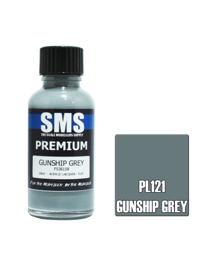 SCALE MODELLERS SUPPLY PREMIUM ACRYLIC LACQUER PAINT - PL121 - GUNSHIP GREY (30ML)