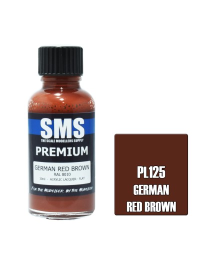 SCALE MODELLERS SUPPLY PREMIUM ACRYLIC LACQUER PAINT - PL125 - GERMAN RED BROWN (30ML)