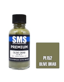 SCALE MODELLERS SUPPLY PREMIUM ACRYLIC LACQUER PAINT - PL152 - OLIVE DRAB (30ML)