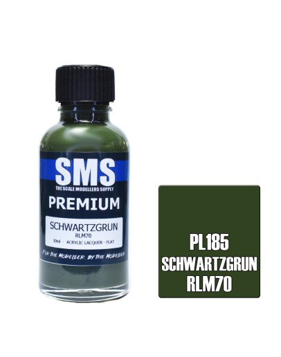 SCALE MODELLERS SUPPLY PREMIUM ACRYLIC LACQUER PAINT - PL185 - SCHWARTZGRUN (RLM70) (30ML)